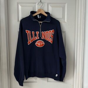 University of Illinois Navy Blue Quarter-Zip Sweater Size Large